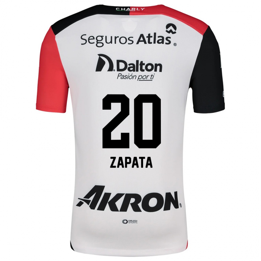 Niño Camiseta Juan Zapata #20 Blanco Rojo Negro 2ª Equipación 2024/25 La Camisa