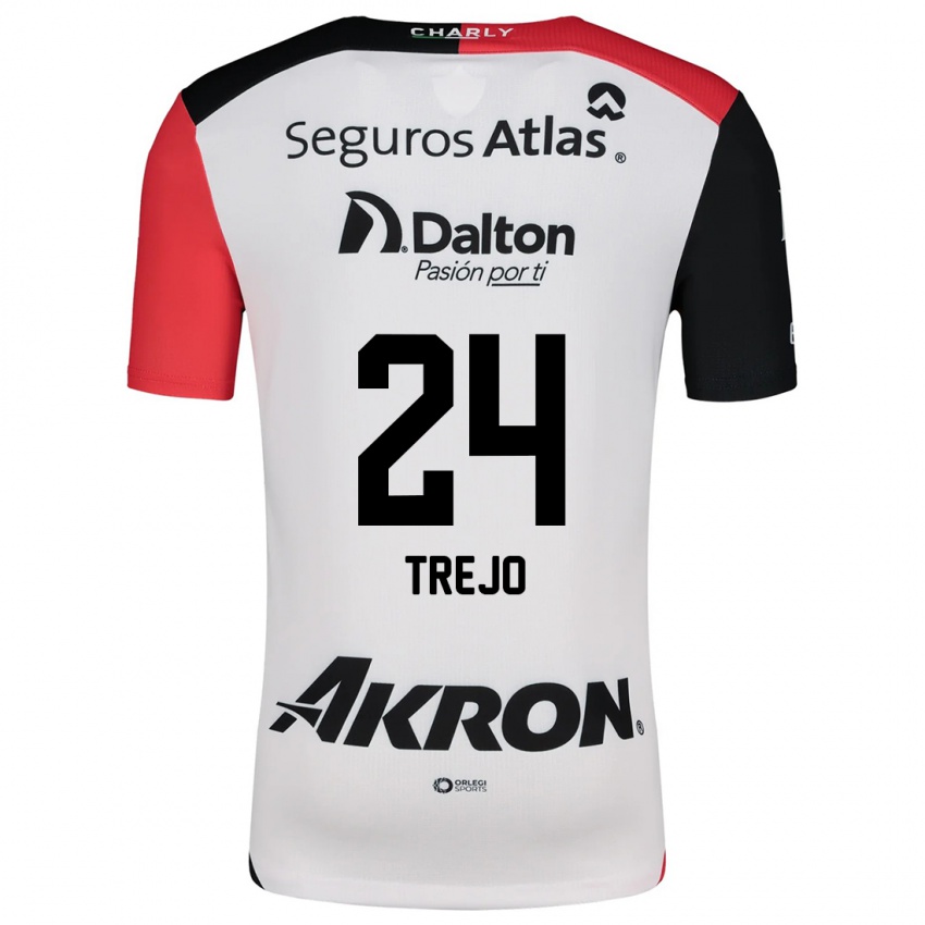 Niño Camiseta Christopher Trejo #24 Blanco Rojo Negro 2ª Equipación 2024/25 La Camisa