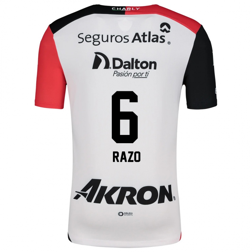 Niño Camiseta Valeria Razo #6 Blanco Rojo Negro 2ª Equipación 2024/25 La Camisa