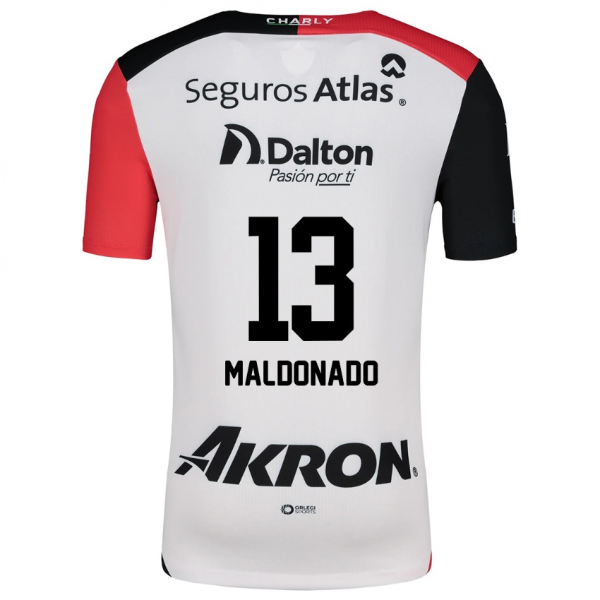 Niño Camiseta Maritza Maldonado #13 Blanco Rojo Negro 2ª Equipación 2024/25 La Camisa