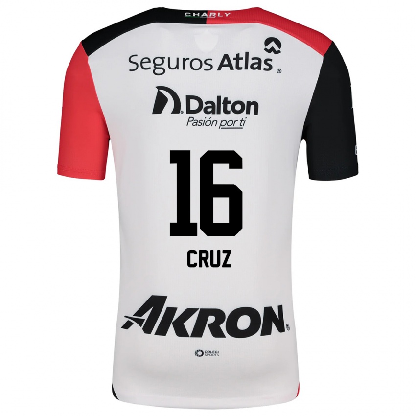 Niño Camiseta Daniela Cruz #16 Blanco Rojo Negro 2ª Equipación 2024/25 La Camisa