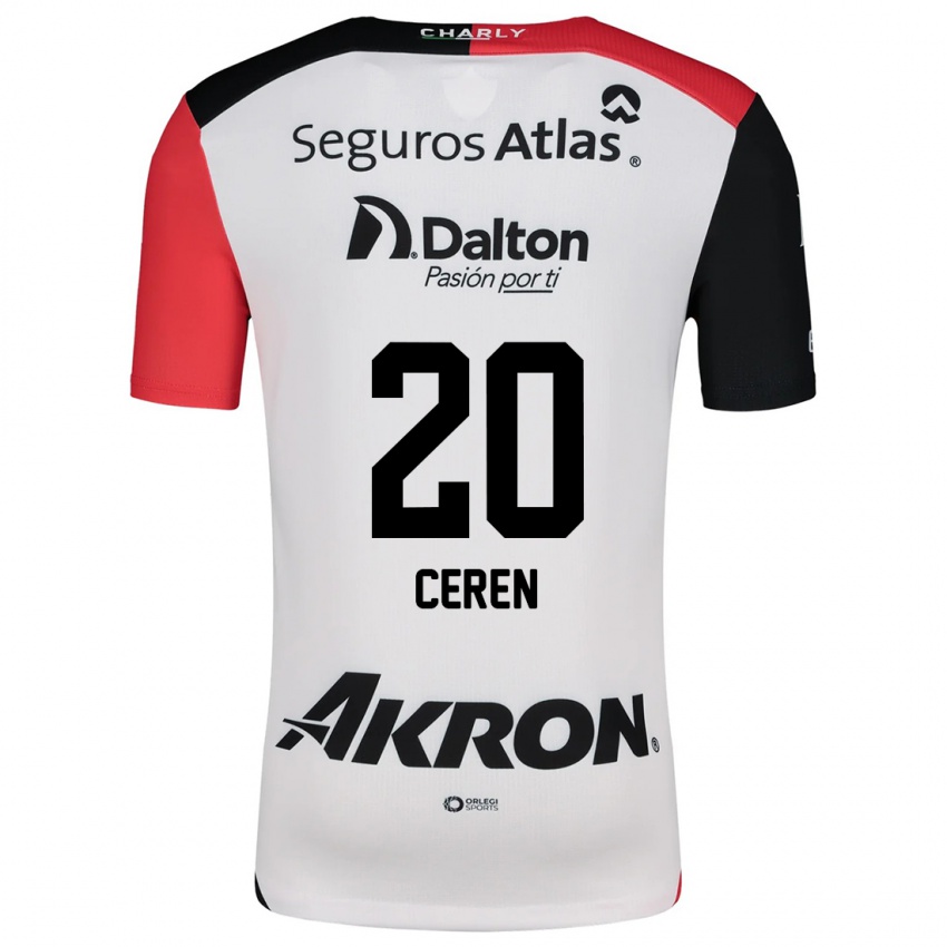 Niño Camiseta Brenda Cerén #20 Blanco Rojo Negro 2ª Equipación 2024/25 La Camisa