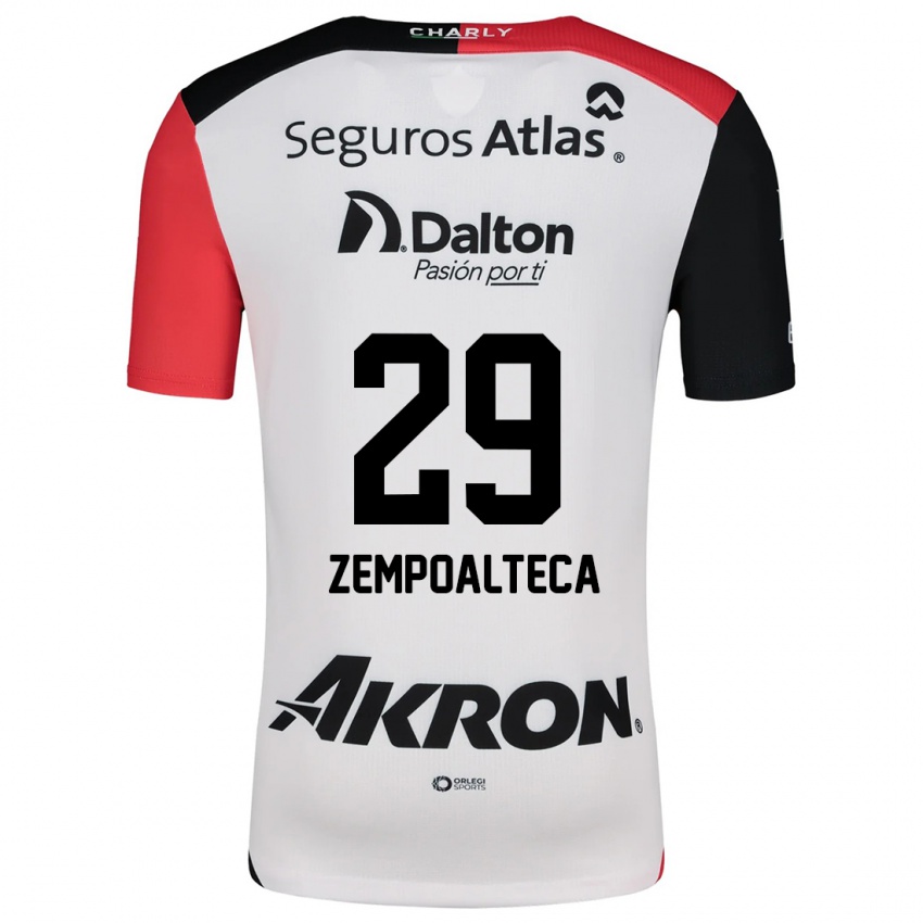 Niño Camiseta Karla Zempoalteca #29 Blanco Rojo Negro 2ª Equipación 2024/25 La Camisa