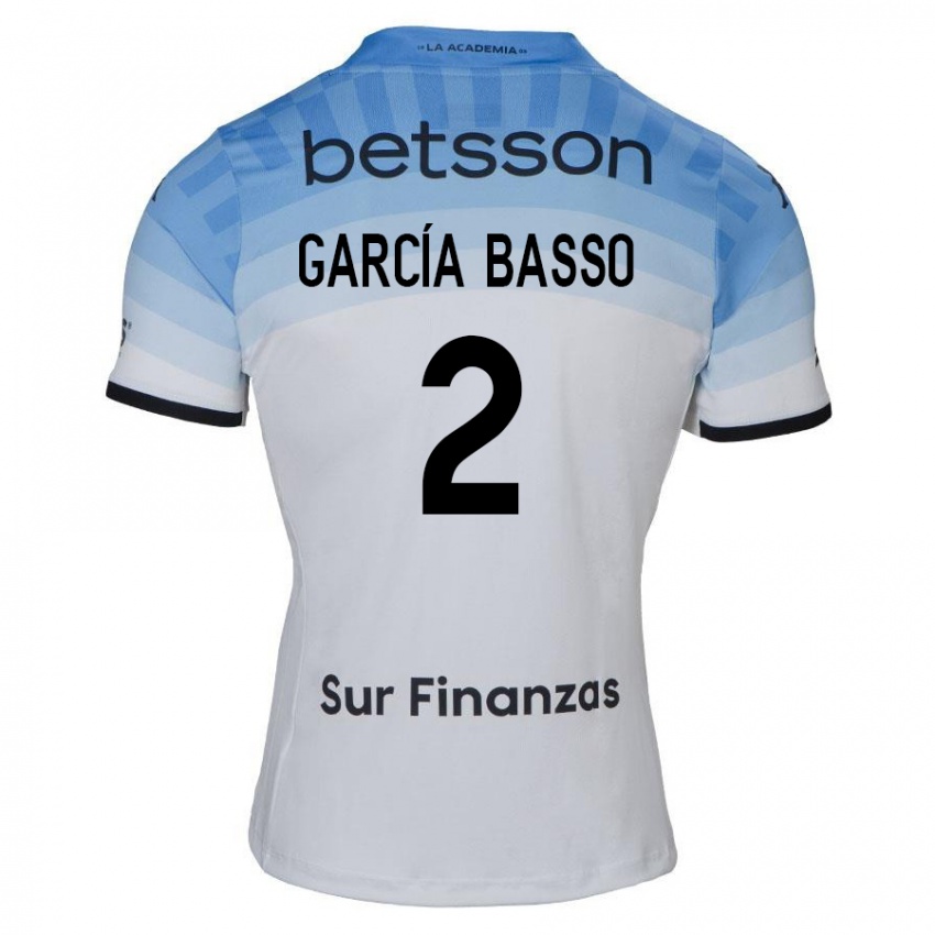 Niño Camiseta Agustín García Basso #2 Blanco Azul Negro 2ª Equipación 2024/25 La Camisa