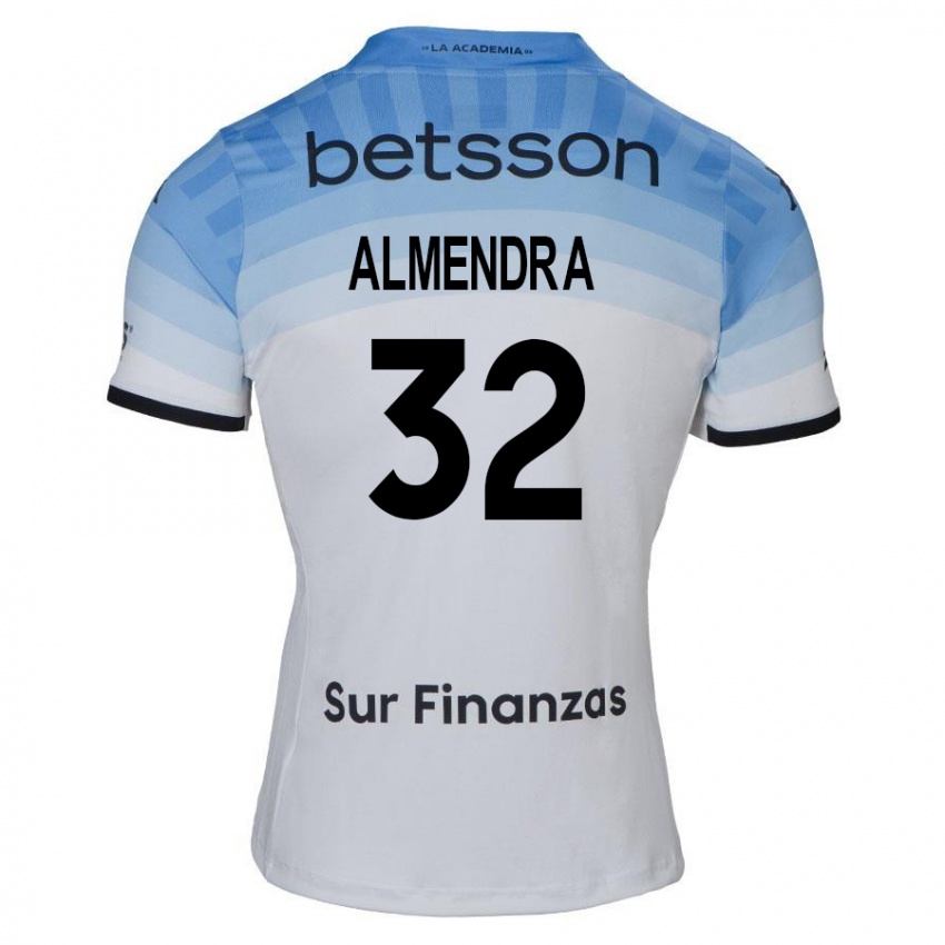 Niño Camiseta Agustin Almendra #32 Blanco Azul Negro 2ª Equipación 2024/25 La Camisa