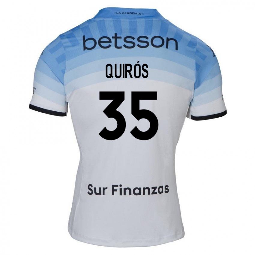 Niño Camiseta Santiago Quirós #35 Blanco Azul Negro 2ª Equipación 2024/25 La Camisa