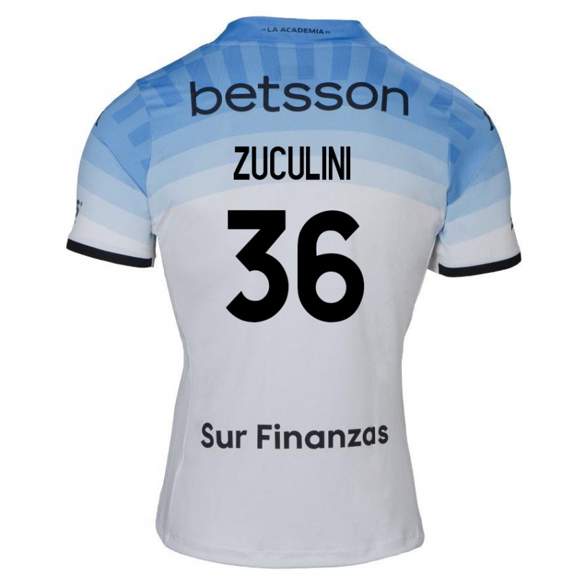 Niño Camiseta Bruno Zuculini #36 Blanco Azul Negro 2ª Equipación 2024/25 La Camisa