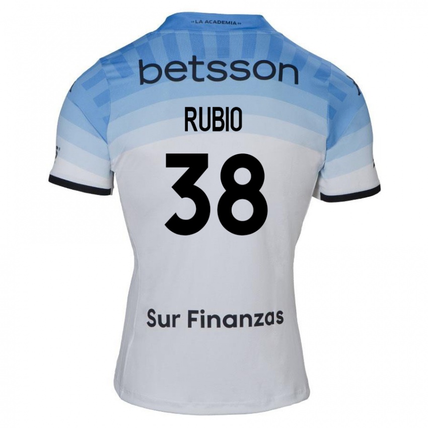 Niño Camiseta Tobías Rubio #38 Blanco Azul Negro 2ª Equipación 2024/25 La Camisa