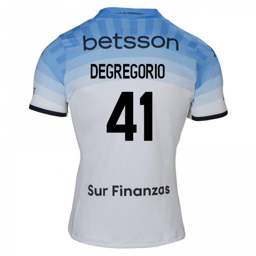 Niño Camiseta Ramiro Degregorio #41 Blanco Azul Negro 2ª Equipación 2024/25 La Camisa