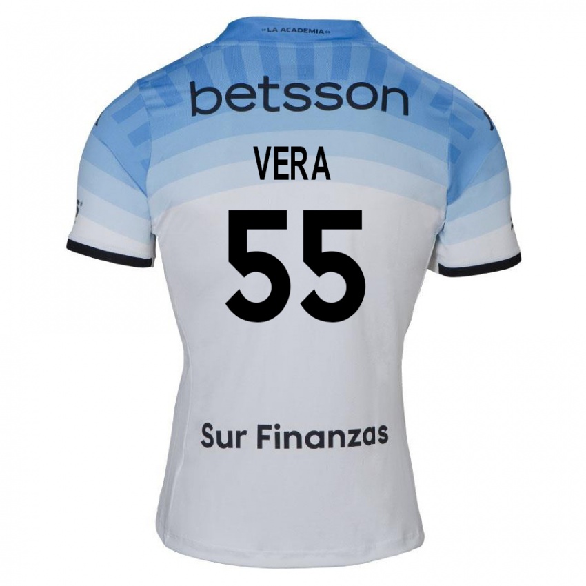 Niño Camiseta Santino Vera #55 Blanco Azul Negro 2ª Equipación 2024/25 La Camisa