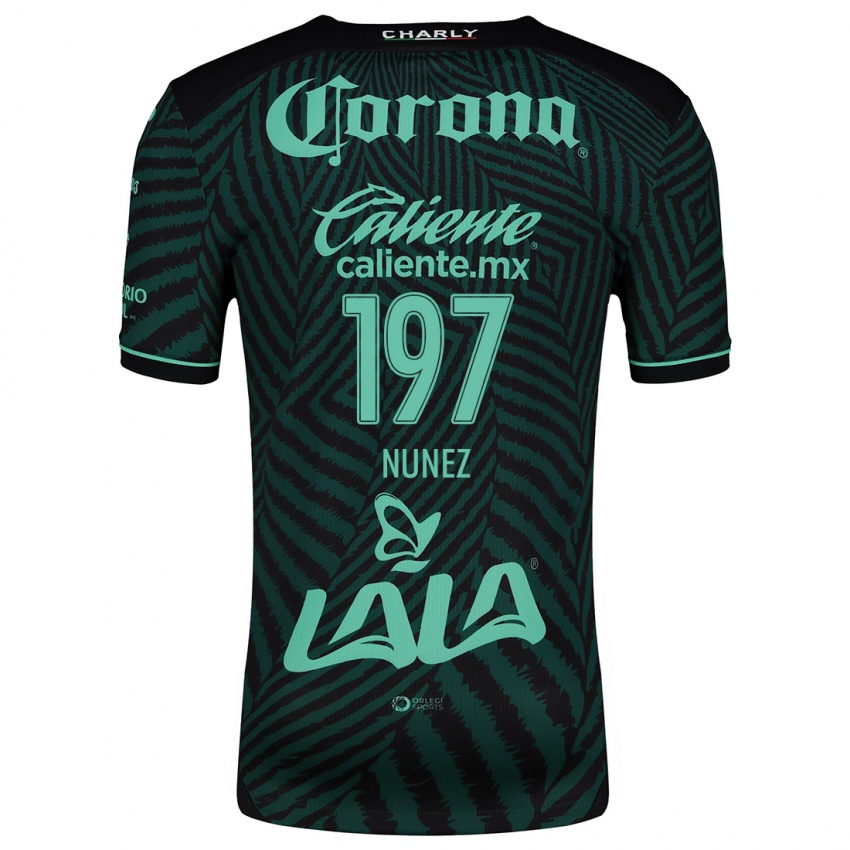 Niño Camiseta Kevin Núñez #197 Verde Negro 2ª Equipación 2024/25 La Camisa