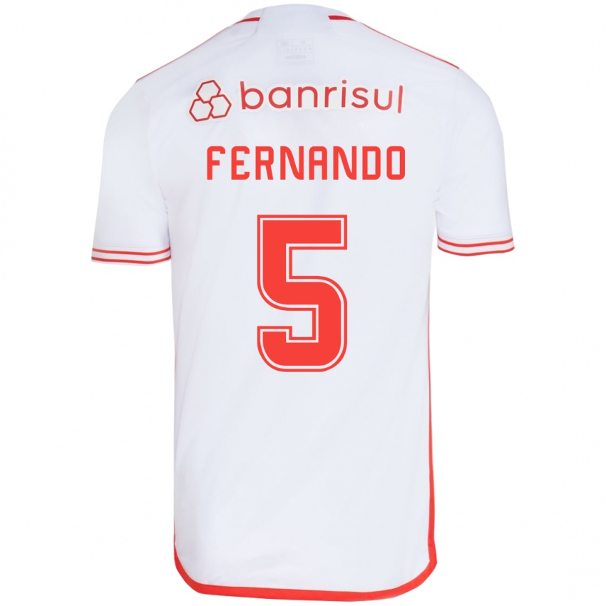 Niño Camiseta Fernando #5 Blanco Rojo 2ª Equipación 2024/25 La Camisa