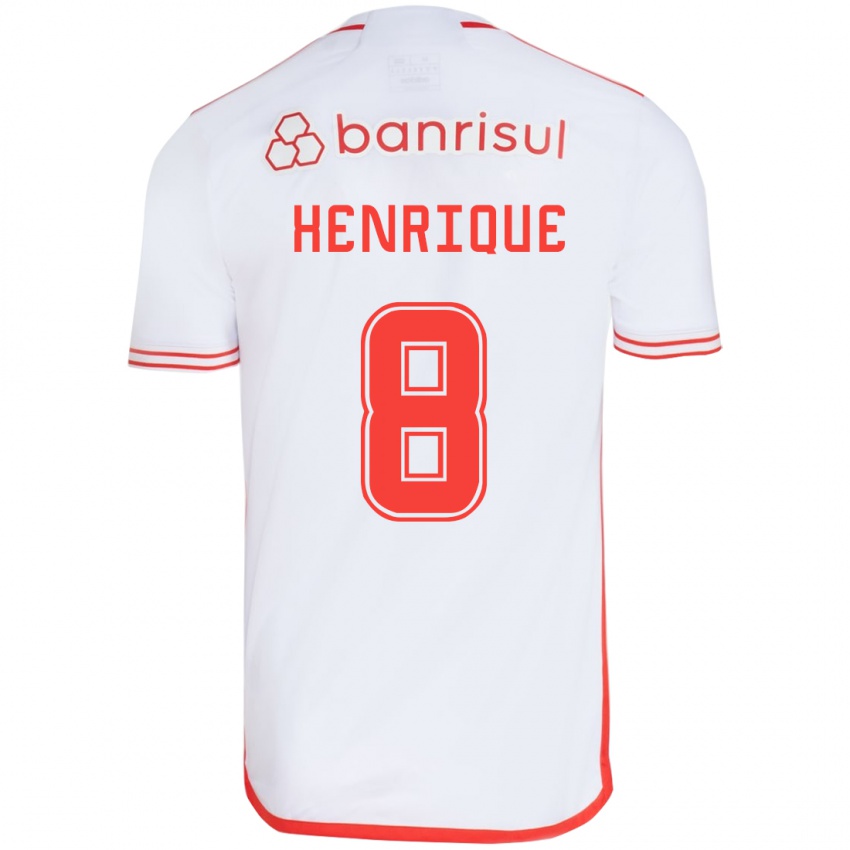 Niño Camiseta Bruno Henrique #8 Blanco Rojo 2ª Equipación 2024/25 La Camisa