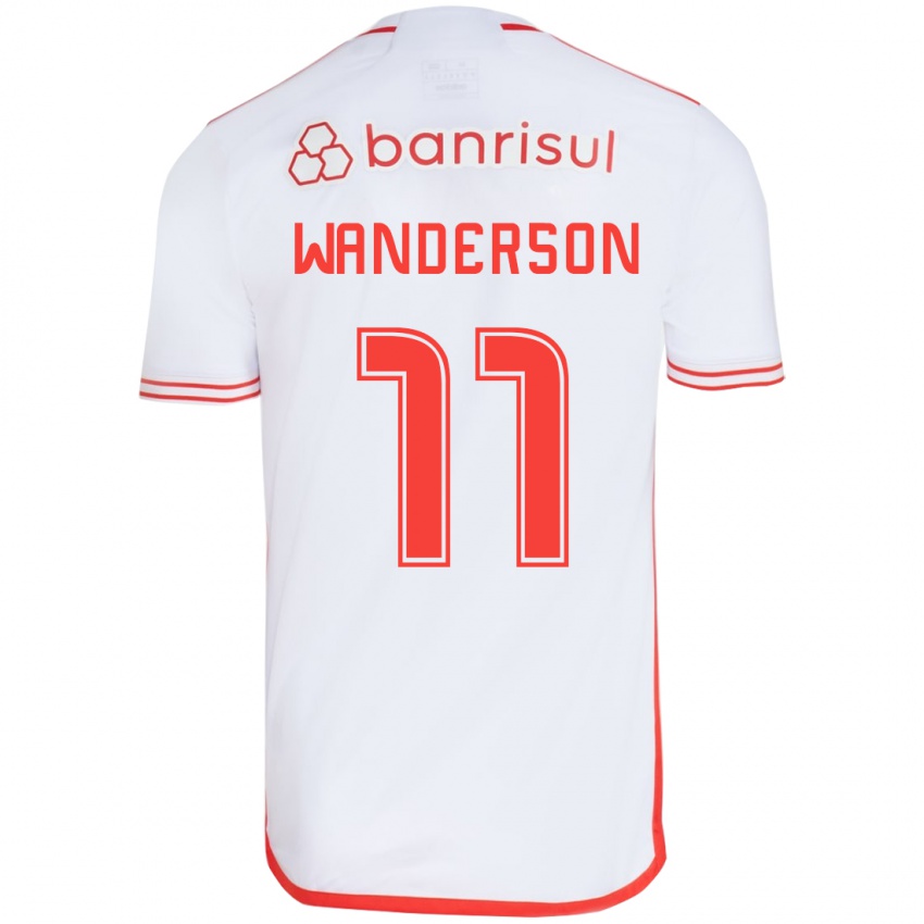 Niño Camiseta Wanderson #11 Blanco Rojo 2ª Equipación 2024/25 La Camisa