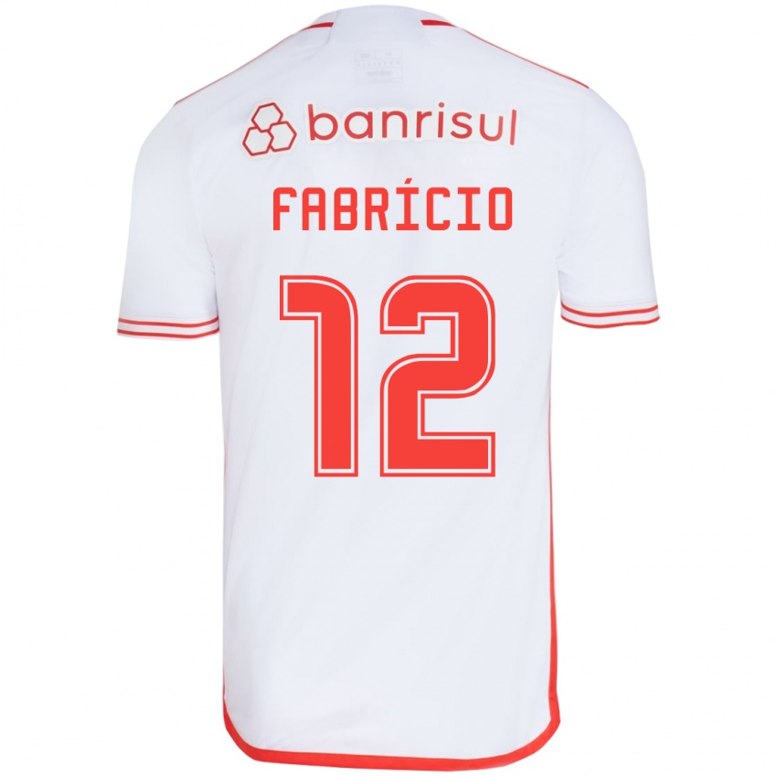 Niño Camiseta Fabrício #12 Blanco Rojo 2ª Equipación 2024/25 La Camisa