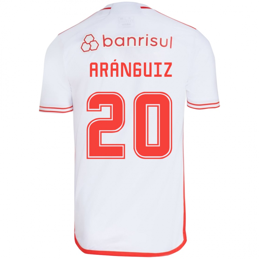 Niño Camiseta Charles Aránguiz #20 Blanco Rojo 2ª Equipación 2024/25 La Camisa