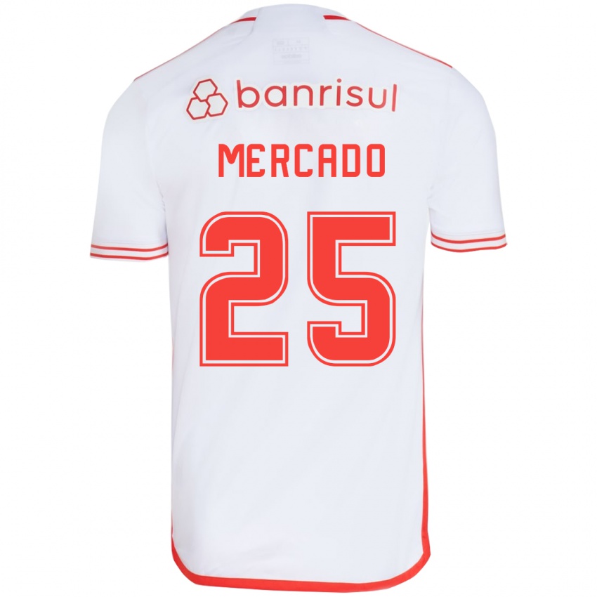 Niño Camiseta Gabriel Mercado #25 Blanco Rojo 2ª Equipación 2024/25 La Camisa