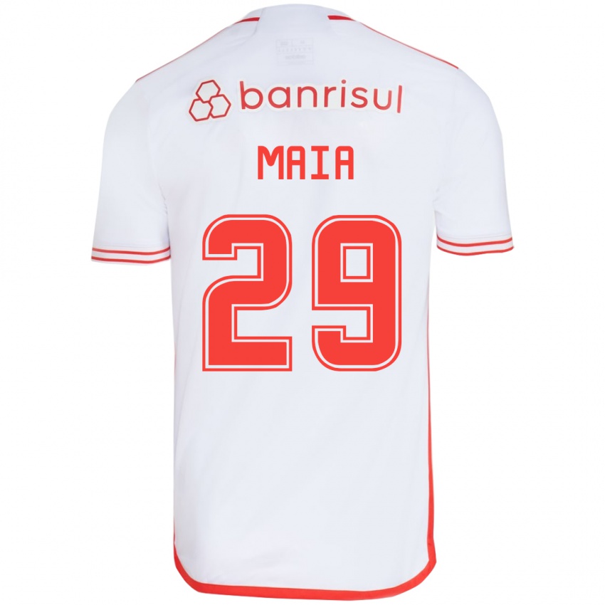 Niño Camiseta Thiago Maia #29 Blanco Rojo 2ª Equipación 2024/25 La Camisa