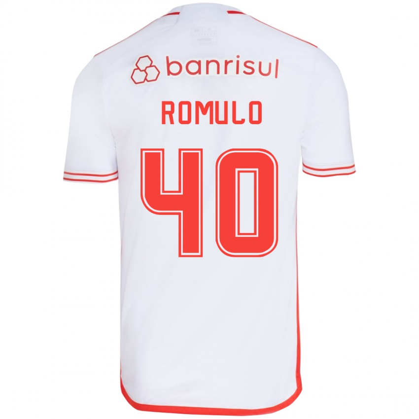 Niño Camiseta Rômulo #40 Blanco Rojo 2ª Equipación 2024/25 La Camisa