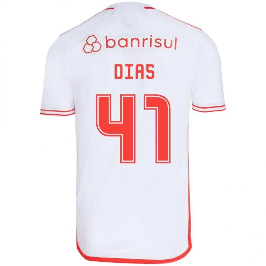 Niño Camiseta Matheus Dias #41 Blanco Rojo 2ª Equipación 2024/25 La Camisa