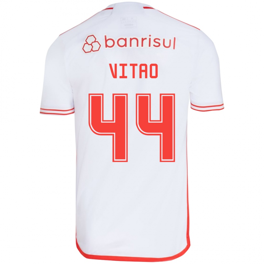 Niño Camiseta Vitão #44 Blanco Rojo 2ª Equipación 2024/25 La Camisa