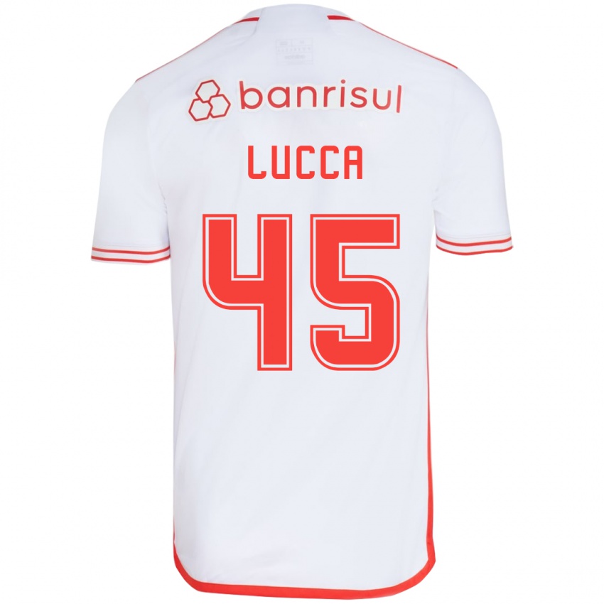 Niño Camiseta Lucca #45 Blanco Rojo 2ª Equipación 2024/25 La Camisa