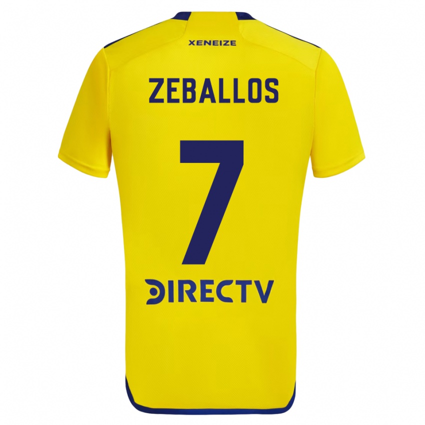 Niño Camiseta Exequiel Zeballos #7 Amarillo Azul 2ª Equipación 2024/25 La Camisa