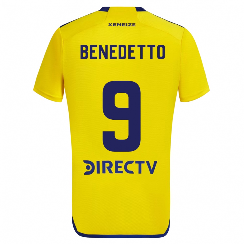 Niño Camiseta Dario Benedetto #9 Amarillo Azul 2ª Equipación 2024/25 La Camisa