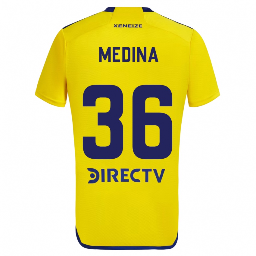 Niño Camiseta Cristian Medina #36 Amarillo Azul 2ª Equipación 2024/25 La Camisa