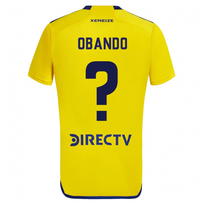 Niño Camiseta Agustin Obando #0 Amarillo Azul 2ª Equipación 2024/25 La Camisa