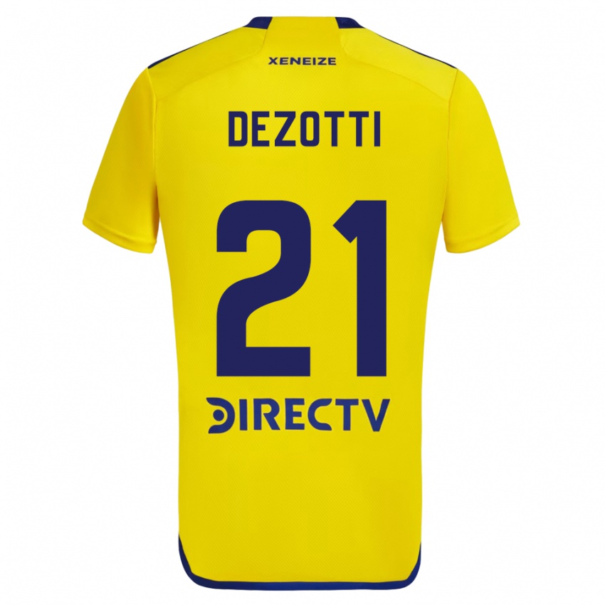 Niño Camiseta Martina Dezotti #21 Amarillo Azul 2ª Equipación 2024/25 La Camisa