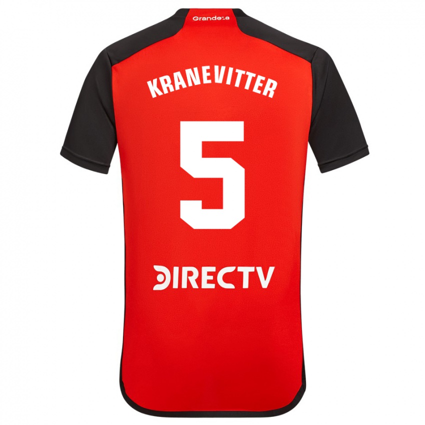 Niño Camiseta Matías Kranevitter #5 Rojo Negro Blanco 2ª Equipación 2024/25 La Camisa