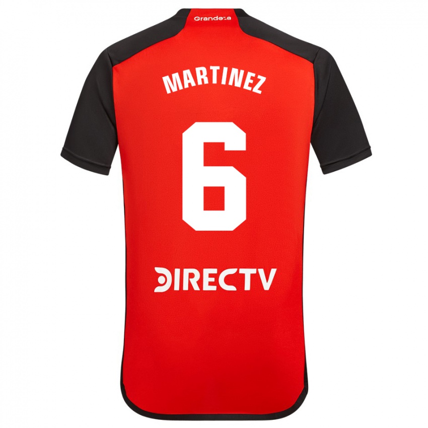 Niño Camiseta David Martinez #6 Rojo Negro Blanco 2ª Equipación 2024/25 La Camisa