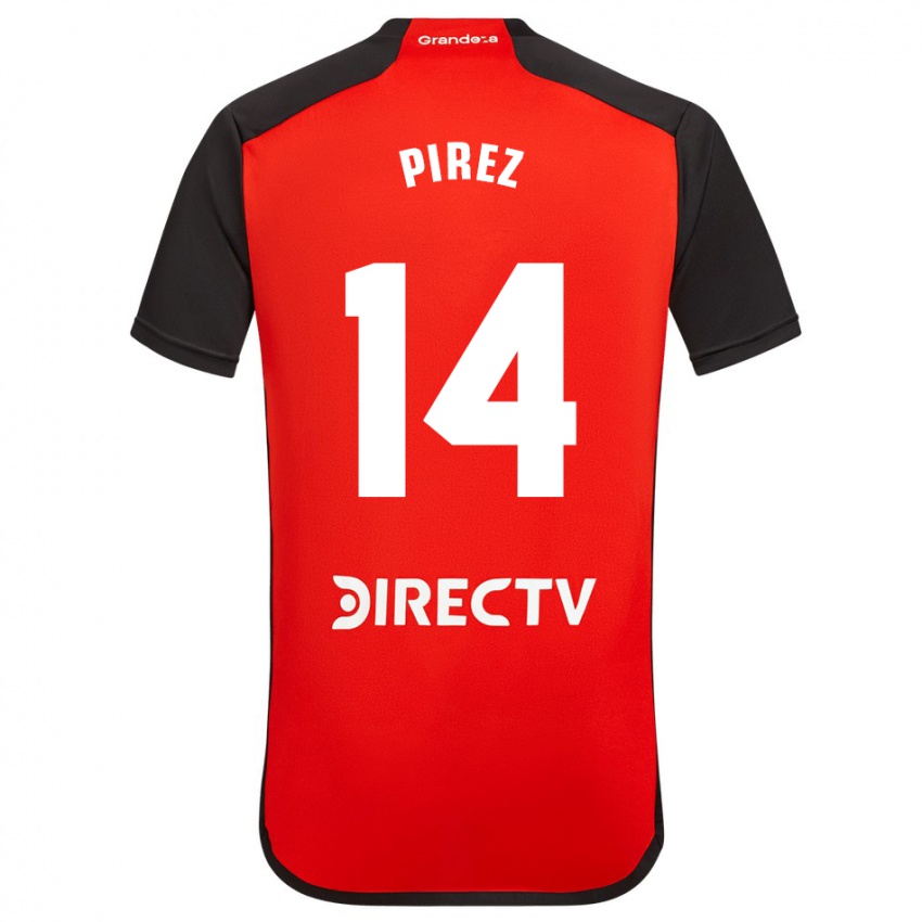 Niño Camiseta Leandro González Pírez #14 Rojo Negro Blanco 2ª Equipación 2024/25 La Camisa