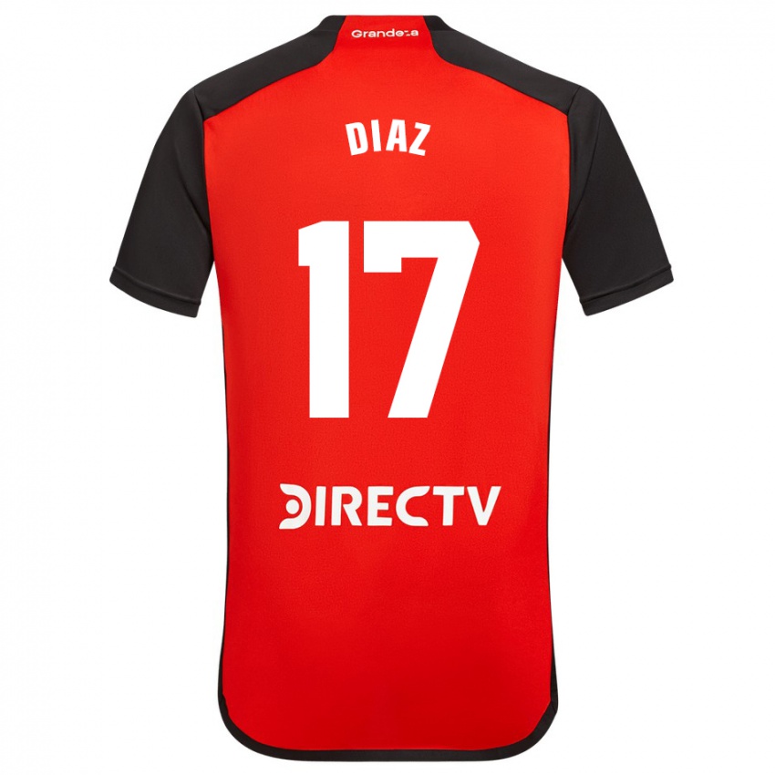 Niño Camiseta Paulo Diaz #17 Rojo Negro Blanco 2ª Equipación 2024/25 La Camisa