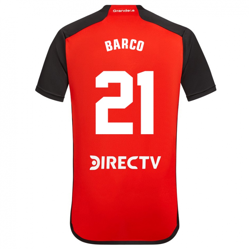 Niño Camiseta Esequiel Barco #21 Rojo Negro Blanco 2ª Equipación 2024/25 La Camisa