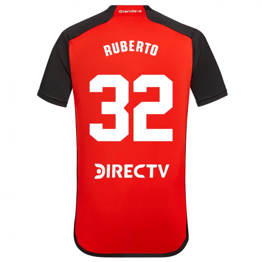 Niño Camiseta Agustín Ruberto #32 Rojo Negro Blanco 2ª Equipación 2024/25 La Camisa