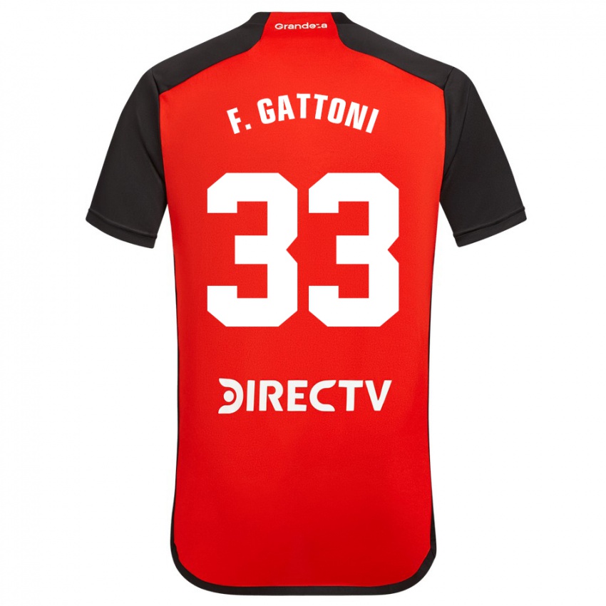 Niño Camiseta Federico Gattoni #33 Rojo Negro Blanco 2ª Equipación 2024/25 La Camisa