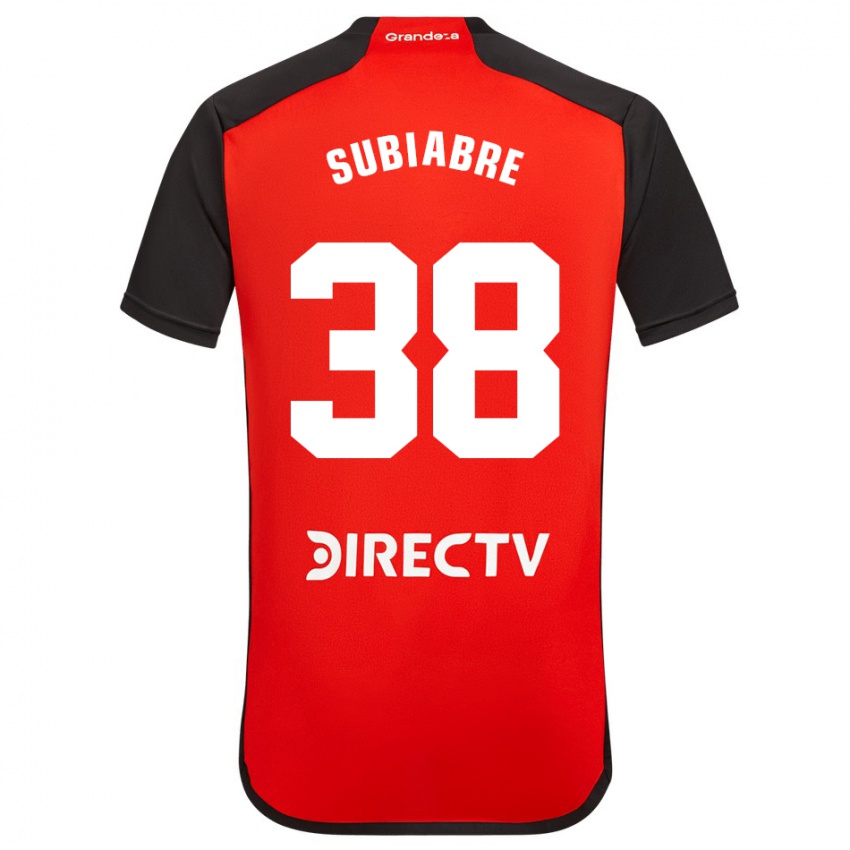 Niño Camiseta Ian Subiabre #38 Rojo Negro Blanco 2ª Equipación 2024/25 La Camisa