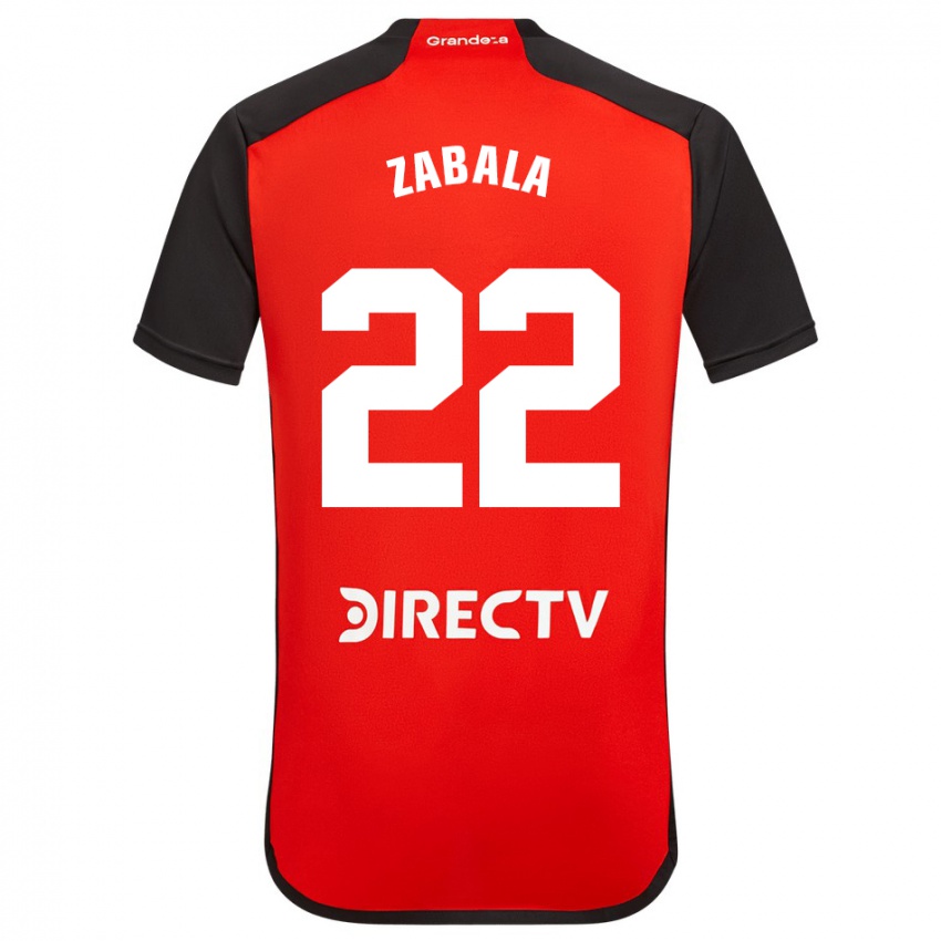 Niño Camiseta Daniel Zabala #22 Rojo Negro Blanco 2ª Equipación 2024/25 La Camisa