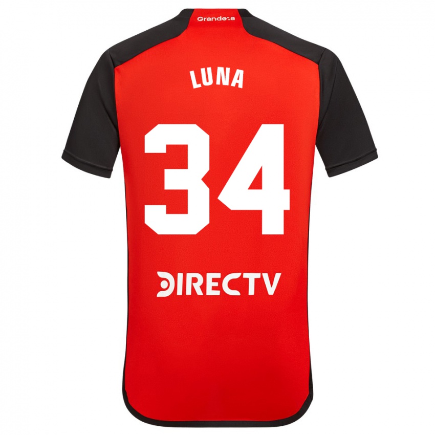 Niño Camiseta Jonás Luna #34 Rojo Negro Blanco 2ª Equipación 2024/25 La Camisa