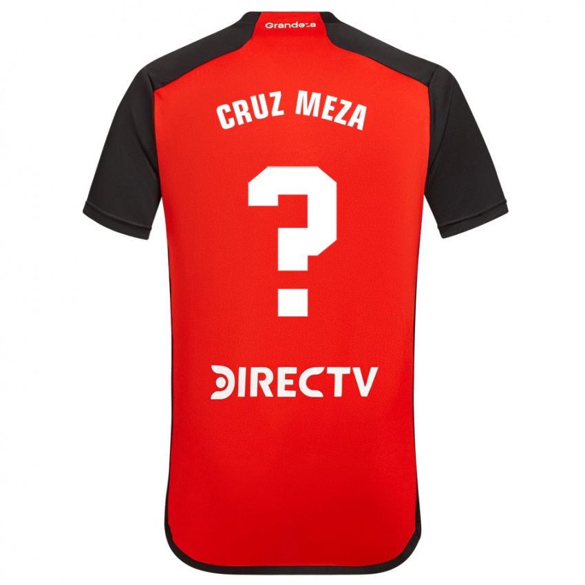 Niño Camiseta Juan Cruz Meza #0 Rojo Negro Blanco 2ª Equipación 2024/25 La Camisa