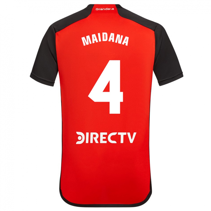 Niño Camiseta Jonatan Maidana #4 Rojo Negro Blanco 2ª Equipación 2024/25 La Camisa