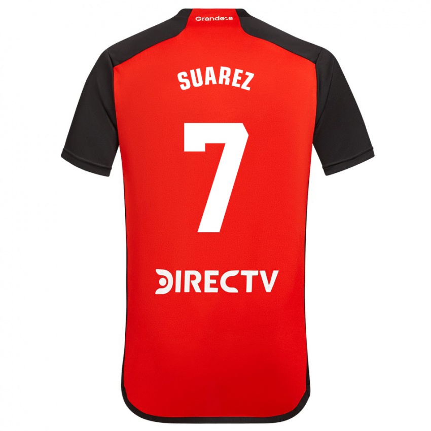 Niño Camiseta Matias Suarez #7 Rojo Negro Blanco 2ª Equipación 2024/25 La Camisa