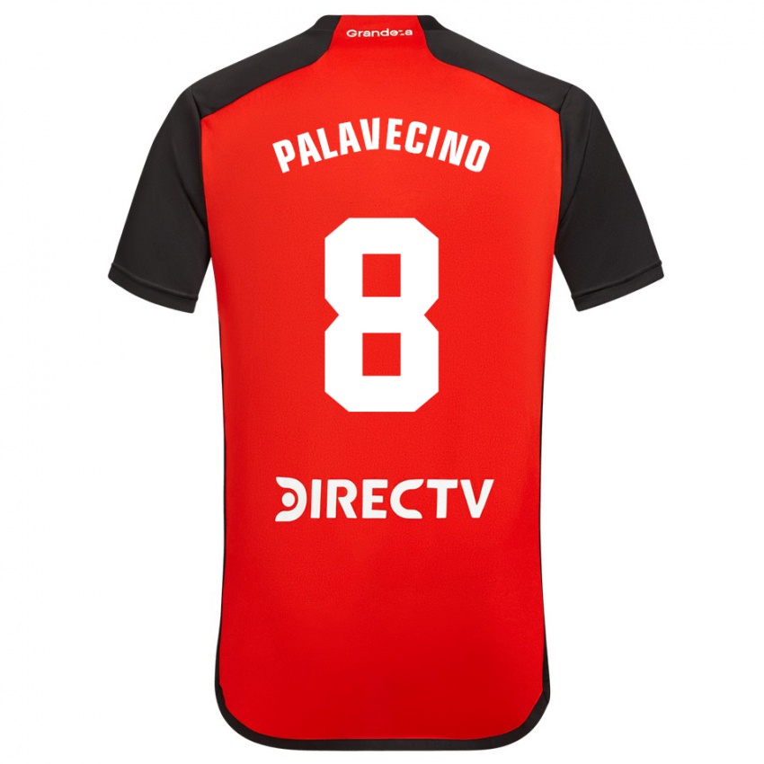 Niño Camiseta Agustin Palavecino #8 Rojo Negro Blanco 2ª Equipación 2024/25 La Camisa