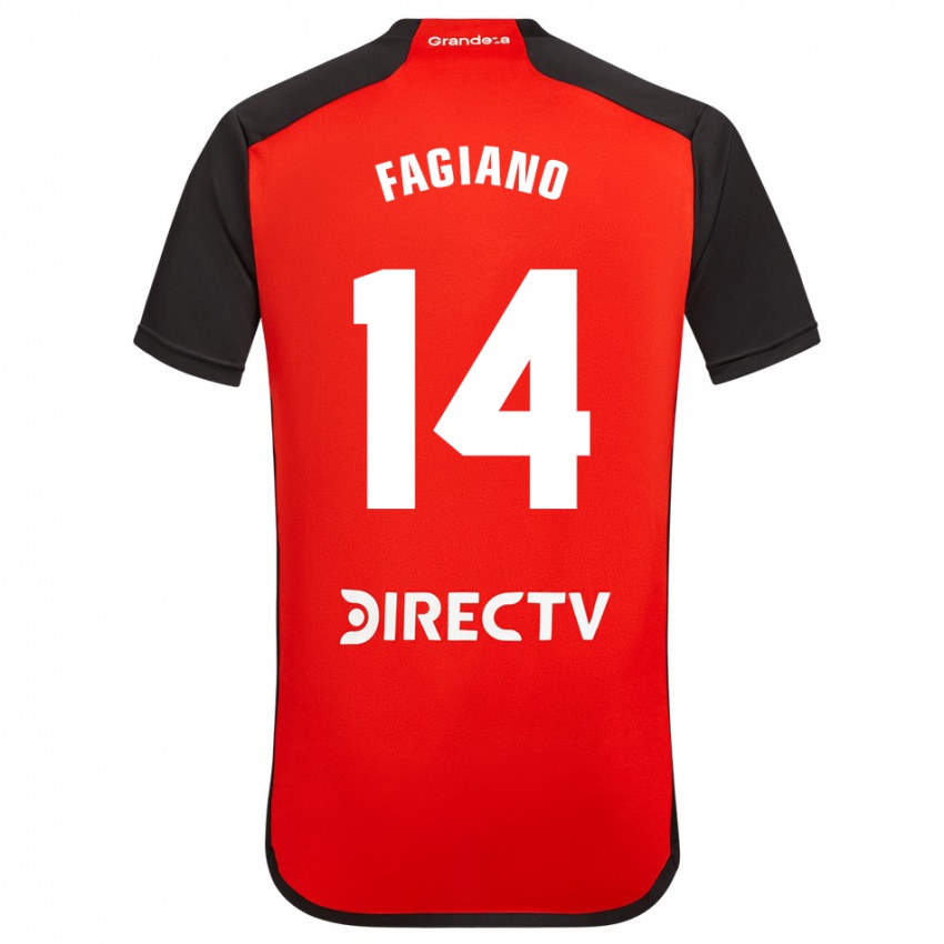 Niño Camiseta Paloma Fagiano #14 Rojo Negro Blanco 2ª Equipación 2024/25 La Camisa