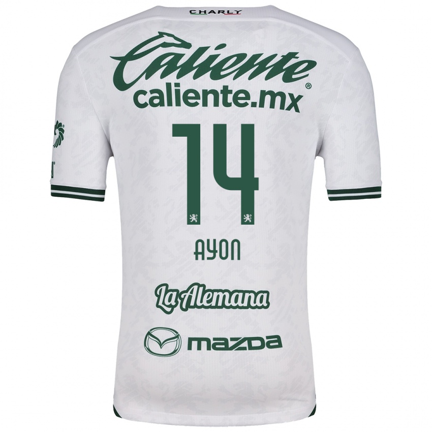 Niño Camiseta Ettson Ayón #14 Blanco Verde 2ª Equipación 2024/25 La Camisa