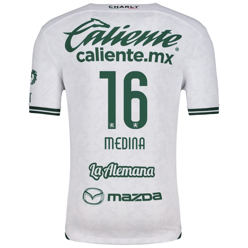 Niño Camiseta Alan Medina #16 Blanco Verde 2ª Equipación 2024/25 La Camisa