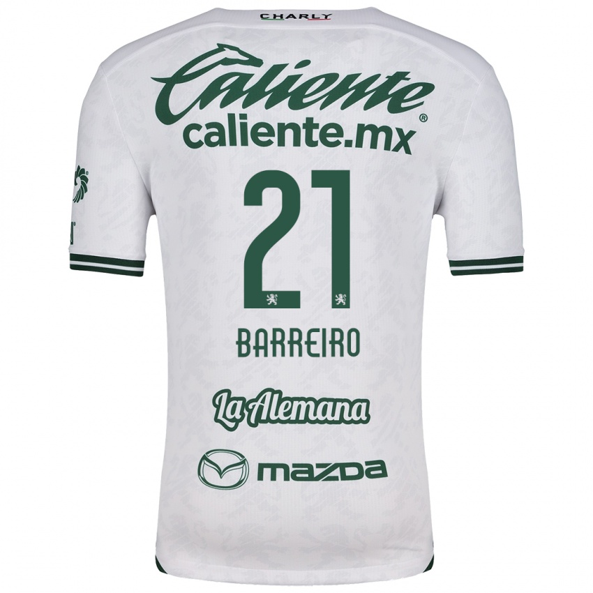 Niño Camiseta Stiven Barreiro #21 Blanco Verde 2ª Equipación 2024/25 La Camisa