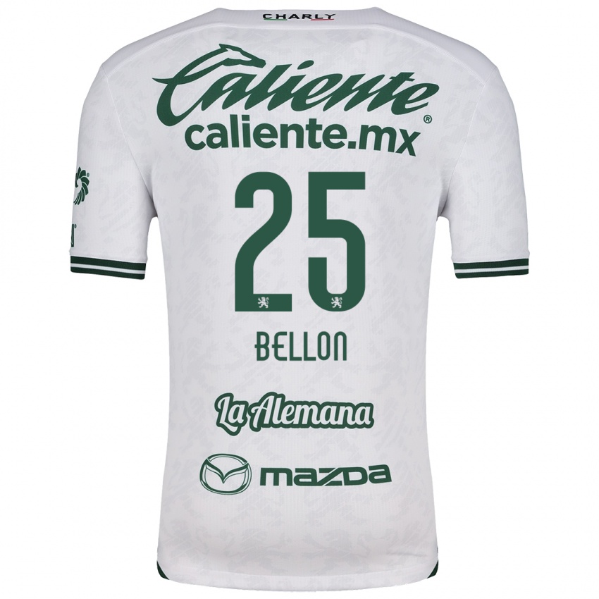 Niño Camiseta Paul Bellón #25 Blanco Verde 2ª Equipación 2024/25 La Camisa